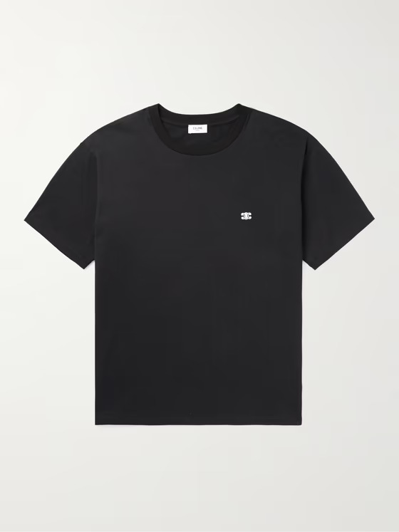 Embroidered Cotton Jersey Celine T Shirt